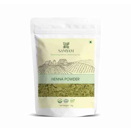 SAMYAM Pure Henna Powder - 1 Kg (2.2 lb) | Natural Hair Color, Triple Sifted Rajasthani Henna, PPD Free
