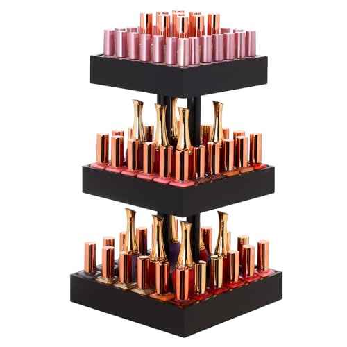 Homde Nail Polish Organizer for 86-123 Bottles, 360 Rotating Nail Polish Rack Holder, Display Storage Shelf for Fingernail Stand and Essential Oil, Gifts for Women Girls- Bamboo,Black