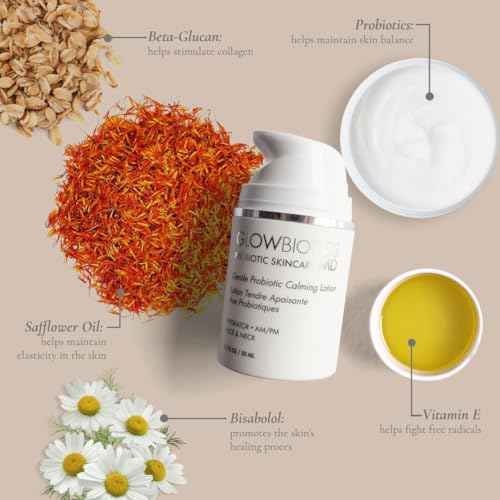 Glowbiotics Gentle Probiotic Calming Lotion: Lightweight Peptide & Probiotic Moisturizer for Sensitive Skin | With Hyaluronic Acid, Niacinamide & Ceramide-Rich Safflower Oil