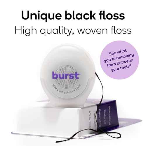 BURST Expanding Dental Floss (Mint Eucalyptus/240 Yards) | Stain Absorbing & Woven Teeth Floss with Xylitol Coating to Fight Cavities | Vegan | Paraben Free Expanding Floss