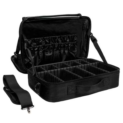 |Not Made In China| Makeup Bag Travel Case, Train Case for Cosmetics, Portable Beauty Organizer, Cosmetic Storage Bag With Adjustable Dividers For Make Up and Brushes