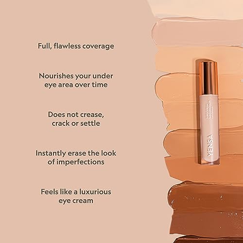 YENSA Super Serum Silk Concealer - Full Coverage Undereye Concealer & Peptides Serum for Face - Enriched with Vitamins C & E, Bakuchiol & Superfoods to Boost Radiance - Light 2 (0.2 Fl oz)