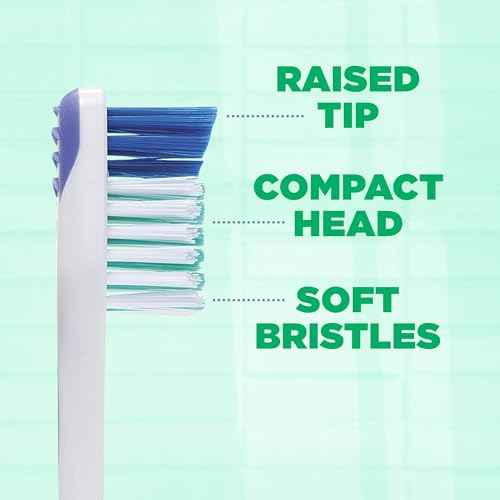 GUM Super Tip Toothbrush, Soft Bristle Toothbrush for Adults with Tongue Cleaner, Compact Head, 1ct (Pack of 12)