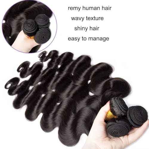 Condescension Brazilian Human Hair Bundles 18 20 22 Inch Body Wave 3 Bundles Human Hair 100% Unprocessed Remy Brazilian Virgin Weave Hair Natural Black for Women