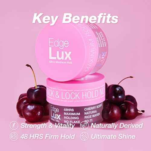 Edge Lux Edge Control Gel with Castor Oil, Keratin, Biotin, and Olive Oil - 48 Hour Maximum Hold, Non-Flaking, Non-Greasy, Scented, Conditioning Styling Gel for All Hair Types