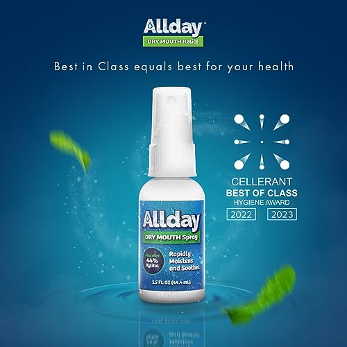 Allday Dry Mouth Spray - Maximum Strength Xylitol, Fast Acting, Long Lasting, Non-Acidic (Pack of 4)