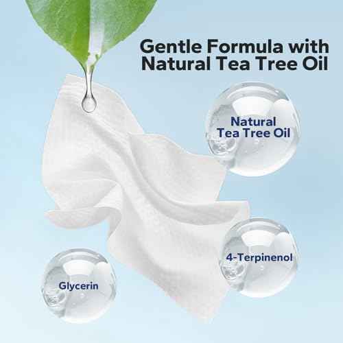 Eyelid Wipes (36 Count), with Natural Tea Tree Oil, Individually Wrapped Eyelid Cleaning Wipes for Styes, Gently Cleanse Soothe and Remove Impurities, Eyelid Cleanser for Daily Use