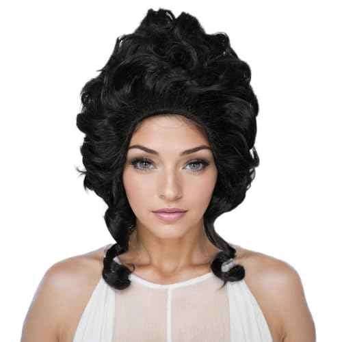 Linfairy Short Black Retro Vintage Wig Big Bouffant Beehive Wigs for Women fits 50s 80s Halloween Costume