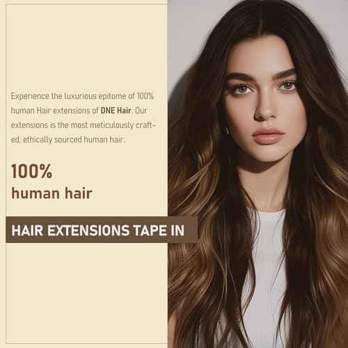 DNE Tape in Hair Extensions Real Human Hair 24 inches 20Pcs/50g/Pack Seamless Dark Brown to Chestnut Brown#T2-P2/6 Straight Invisible Double Sided Tape in Hair Extensions for Women/Girls