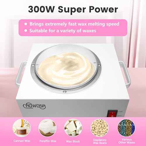 Single Wax Warmer Professional 3L Electric Wax Heater Machine Hold 5.5 Lbs Wax for Hair Removal, Large Wax Pot Paraffin Facial Skin Body SPA Salon Equipment with 100 Wax Sticks