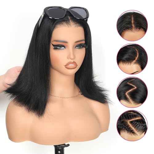 210% Density 13x6 Full Lace Frontal Bob Wig Human Hair 12A Brazilian Virgin Human Hair Pre Plucked HD Transparent Lace Glueless Wigs 12 Inch