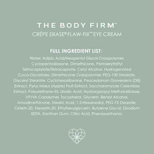 BODY FIRM Crepe Erase Flaw-Fix Eye Cream, Anti-Aging Wrinkle Cream, Supports Puffiness, Dark Circles, Wrinkles, Crepe Skin & Fine Lines, Tired Eyes, Citrus, 0.5 fl oz