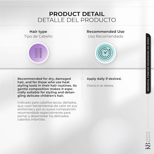 Kashia Beauty Graceful Forever Nourishing Oil Spray 9.6 oz ? Leave-In Three-Phase Treatment with Nano Technology ? Hydrating Detangler & Thermal Protector for Radiant Healthy Hair