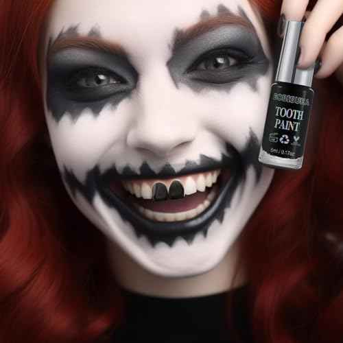 BOBISUKA Black Tooth Paint, Professional Black Out Teeth Makeup Solution - Safe, Quick Dry & Realistic, Perfect for Cosplay, Halloween Makeup, Theater, and Special Effects (5 ml)
