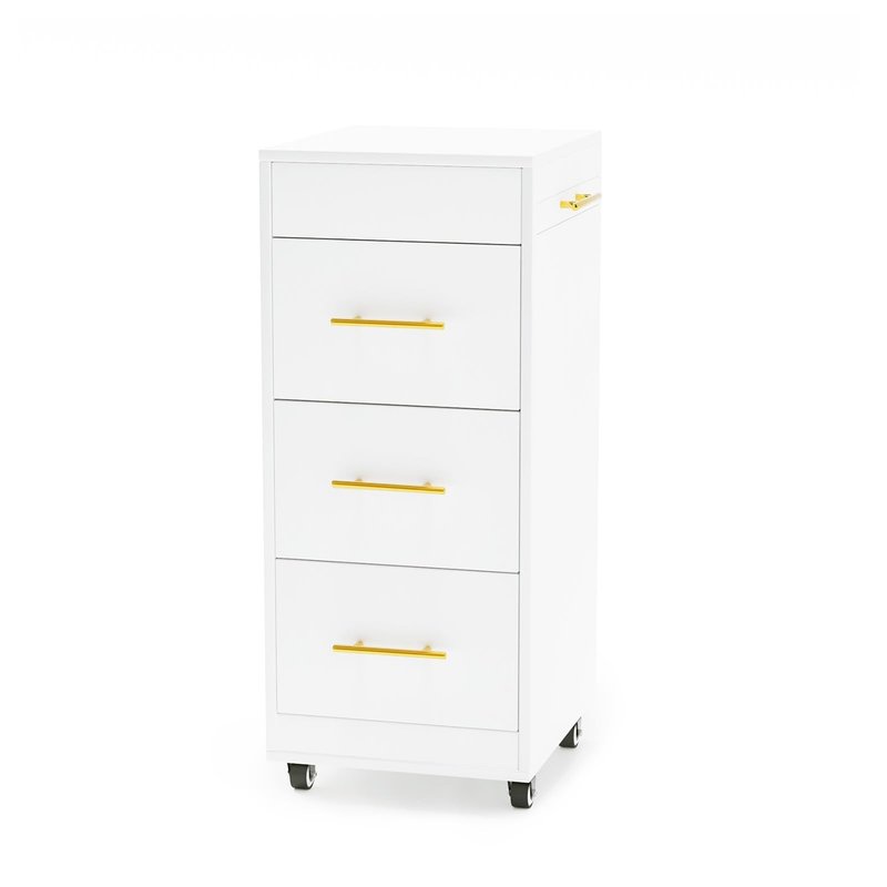 Salon Trolley Cart with Wheels, 3-Drawer Rolling Hair Styling Station, Mobile Beauty Trolley with Hot Tools Holder, Storage for Salon, Barbershop, Spa & Tattoo, White