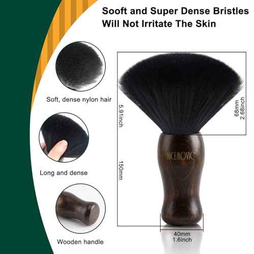 NICEMOVIC 3 IN 1 Barber Neck Duster Brush Set, Professional Barber Accessories Cleaning Supplies, Duster Nylon Brush Hair Cutting Styling Brush Tool (Brown&Black)