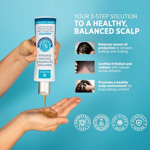 Roycederm Seborrheic Dermatitis & Psoriasis Shampoo and Conditioner Set - Effective Scalp Treatment for Folliculitis, Psoriasis, Dandruff, Dry Itchy Scalp - Soothing, Moisturizing Herbal Formula