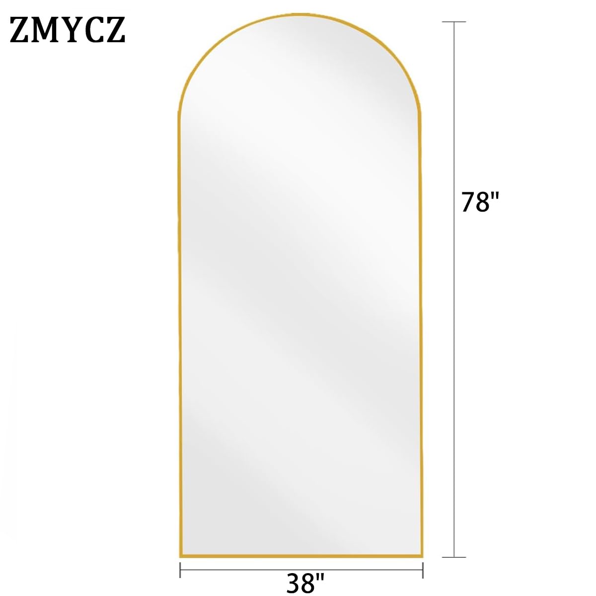 ZMYCZ Full Length Mirror, 78"x38" Arched Floor Length Mirror with Stand, Gold Body Mirrors Hanging or Leaning, Wall Mirrors Freestanding with Aluminum Frame for Living Room, Bedroom
