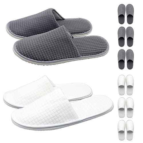 Disposable Slippers for Guests, 8 Pairs Coral Fleece Non Slip Hotel Slippers, Unisex, Washable Reusable for Hotel, Guest, Travel, Bride, Women