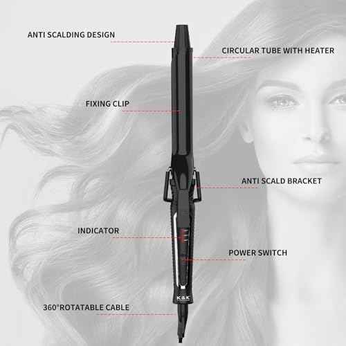 MCH Ceramic Curling Iron with 7-Inch Barrel, Adjustable Temperature, LED Display, and Dual Voltage for Long Hair - Professional Curling Wand with Instant Heat up to 450¡ÆF