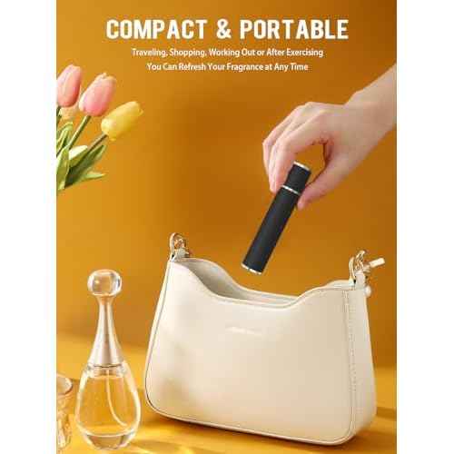 10ML Genuine Leather Atomizer Sprayer for Perfume - Portable Mini Cologne Sprayer for Woman Man - Perfume Travel Refillable Bottle,Travel Essential Fragrance Spray Bottle (Black)