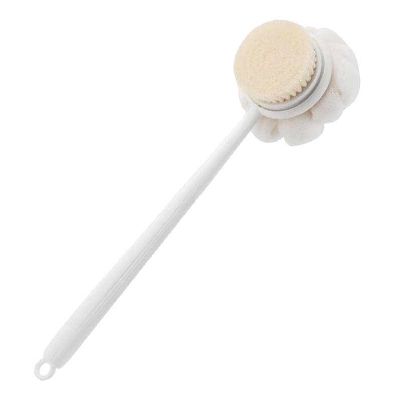 Body Brush with Bristles and Loofah, Long Handle Back Scrubber for Shower - Anti-Slip Shower and Bath Brush for Men and Women