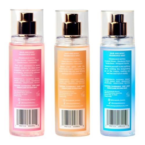 ESCAPADE BEAUTY Trio Gift Set: So Alive, Soak it In, Cozy Up - Hair and Body Fragrance Mist - (3), 4.2oz each