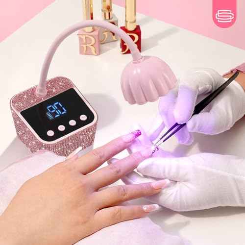 UV Nail Lamp, Mini UV Light for Gel Nails Polish, Rechargeable Nail Dryer with 4 Timers, Quick Drying Cordless Goosenecks Home Nail Salon DIY Manicure