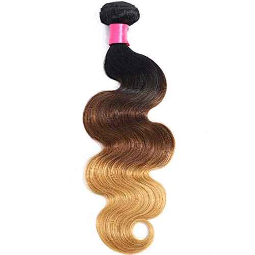 Ombre Human Hair Bundles 1b/4/27 Three Tone Brazilian Ombre Body Wave 3 Bundles 14 16 18inch 100% Unprocessed Virgin Human Hair Bundles Weaves Extensions for Women
