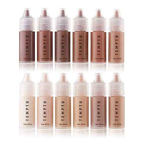 TEMPTU S/B Silicone-Based Airbrush Foundation: Professional Long-Wear Liquid Makeup, Sheer To Full Coverage For A Hydrated, Healthy-Looking Glow & Luminous, Dewy Finish On All Skin Types, 12 Bottles: Starter Set, 0.25 Fl Oz