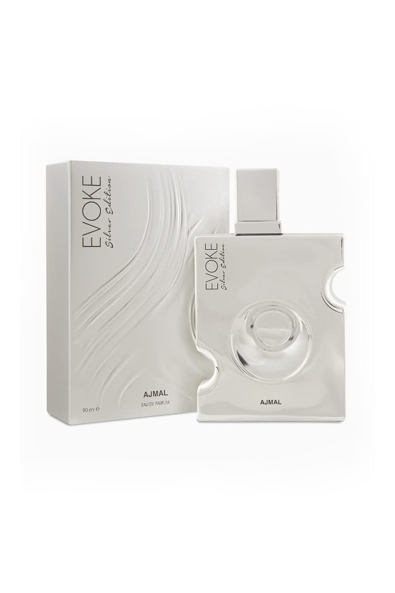 Ajmal Evoke Silver Edition Him EDP 90ML Long Lasting Scent Spray Woody Perfume Gift For Men - Made In Dubai