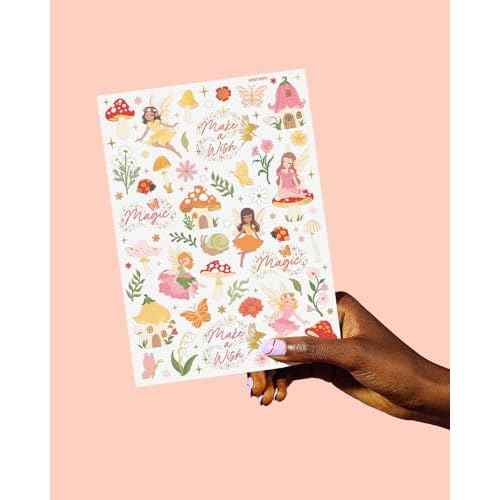 xo, Fetti Woodland Fairy Temporary Tattoos - 84 Foil Styles | Magical Princess Birthday Supplies, Forest Baby Shower Decorations, Girls Garden Accessory