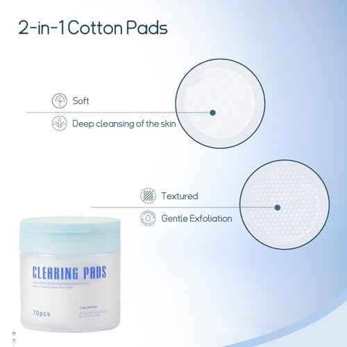 Salicylic Acid Toner Pads Face Care, Gentle Pore Shrinking Face Exfoliator Toner Pads, Soothing Skin Care Dual Texture Salicylic Acid Pad, Oil Control Deep Cleansing Facial Cotton (Pack of 70)