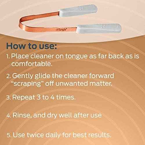 drTung's Tongue Cleaner, Copper Tongue Scraper, Tongue Cleaner for Adults, Kids, Easy to Use Comfort Grip Handle, 6 Pack