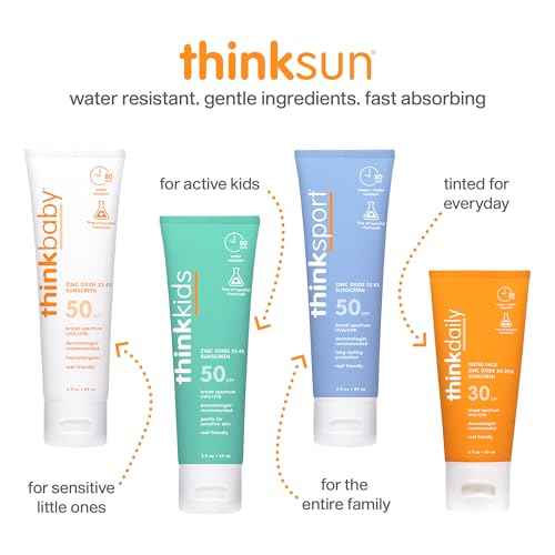 Thinkkids SPF 30 Mineral Sunscreen for Kids, Clear Zinc Oxide, 6 fl oz, Natural, Vegan, Reef Safe, Water Resistant Broad Spectrum UVA/UVB Sun Protection