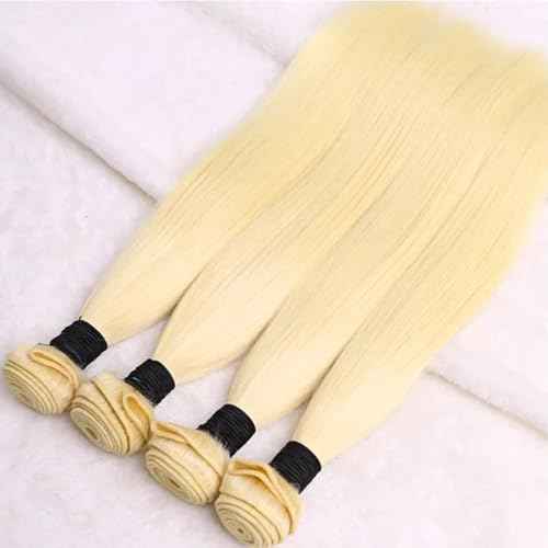 613 Bundles Human Hair Straight Human Hair Bundles Extensions Light Blonde Color Real Human Hair 613 Bundle Hair (121416 Inch)