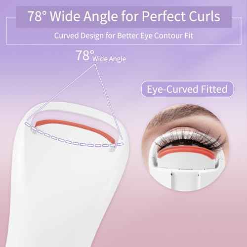 Heated Eyelash Curlers, Rechargeable Electric Eyelash Curler with Dual-Arc Design & 2 Adjustable Temperature - Safe Gentle Heated Lash Curler for Natural Curl Perfect Fit for Women BAI75