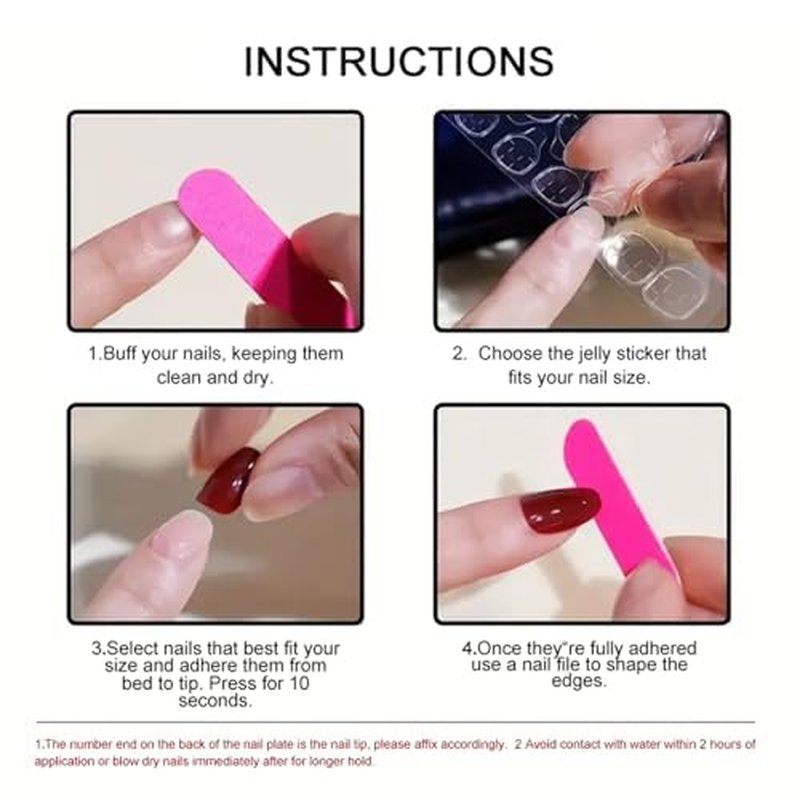 Almond Press On Nails - French Tip Fake Nails with Chrome Design | Medium 24 Pcs for Women