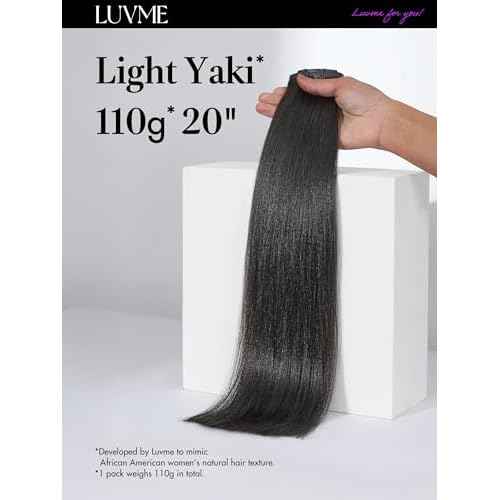 LUVME Yaki Straight Seamless 110g 7Pcs Clip in Hair Extensions Full Max with 16inch Remy Human Hair Extensions, Natural Black 100% Real Soft Hair