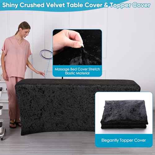 Shiny Curvy Lash Bed Foam Topper and Table Cover Set, High Density Foam Soft Support Neck Leg Back, Contour Design for Body Massage Table Topper