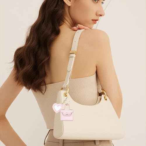 4PCS Super Smalls Makeup Bag with Mirror Mini Makeup Bag for Women, Coin Wallet, Bag Charms Y2k Accessories Cute Leather Keychain (Style 2)