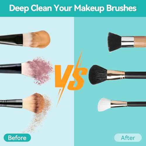 Efficient Electric Makeup Brush Cleaner Machine? 8000 RPM Automatic Cleaner with Multi-Size Silicone Holder, Deep Cleans Makeup Brushes and Sponges Transparent