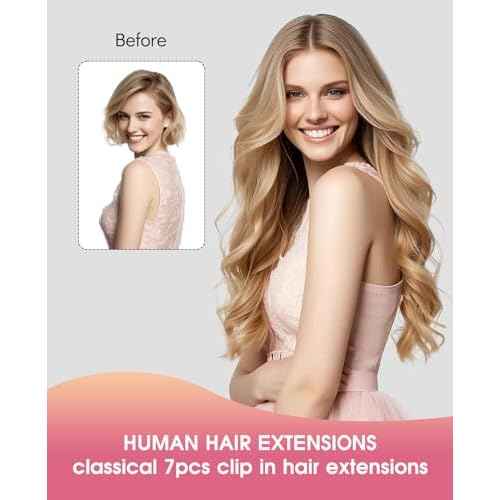 Youngsmile Clip in Hair Extensions Human Hair, 18Inch 7Pcs 120g Human Hair Extensions Clip in Balayage Ash Brown Fading to Platinum Blond mixed Ash Blond (CLIP#8/60/18-18Inch)