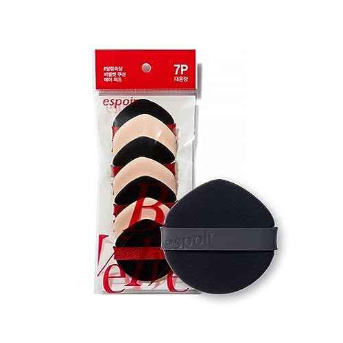 Espoir Be Velvet Air Puff 7pc | Soft & Smooth Sponge Applicator for Flawless and Easy Makeup, Suitable for Cushion and Liquid Foundation, Cream, Powder, Concealer, Round Shape, Korean Base Tools