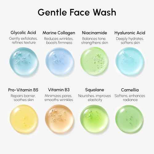 MAREE Face Exfoliator ? Microdermabrasion Facial Scrub & Exfoliating Face Wash for Women ? Collagen & Glycolic Acid ? Gentle Scrub and Exfoliant ? Men Exfoliating Scrubber ? Exfoliante Facial Cleanser