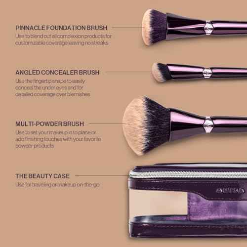 Anisa Beauty Starter Everyday Makeup Brush Set ? 3 Essential Brushes for Foundation, Concealer, and Powder Application ? Soft, Synthetic Fibers for Flawless, Streak-Free Finish
