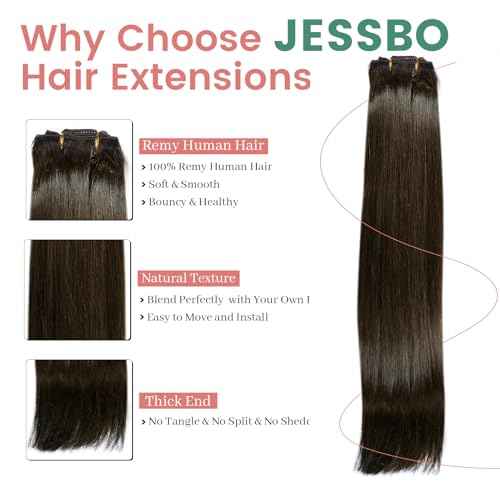 JESSBO Clip in Hair Extensions Real Human Hair 18 Inch 120g 7pcs Dark Brown Seamless Human Hair Clip in Extensions Invisible Double Weft Natural Straight Hair Extensions for Woman (18 Inch #2)
