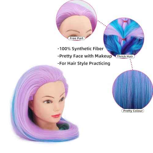 Mannequin Head with Hair piaou 29'' Doll Head for Hair Styling Cosmetology Mannequin Head for Braiding Practice Styling Hairdressing Training Heads with Clamp Holder (Cherry Blossom Four Colors)