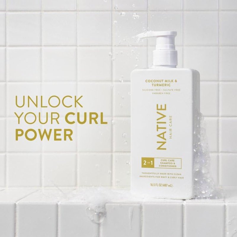 Native Curl Care 2-in-1 Shampoo & Conditioner - Coconut Milk & Turmeric, 16.5 fl oz with Pump
