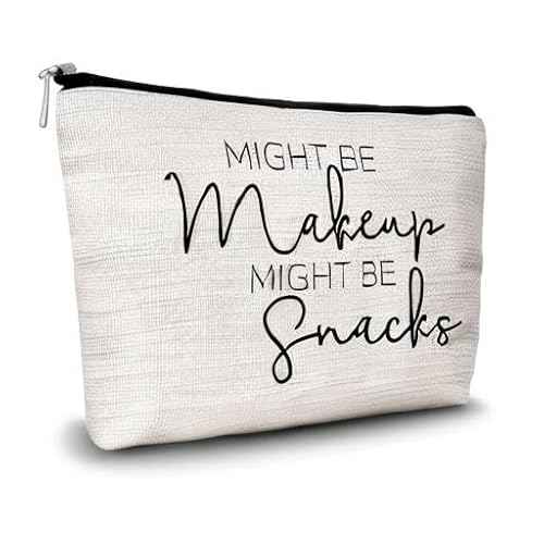 GREOXG Makeup Bag Gifts for Women Who Have Everything, Might Be Makeup Might Be Snacks Travel Cosmetic Bag, Friendship Gifts for Girls Teens Women Birthday Christmas Graduation-A03